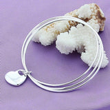 925 Silver Three Circle Heart Bangle Bracelet Wedding Party Jewelry