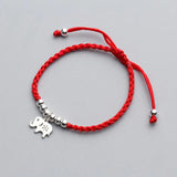 Little Elephant 925 Silver Bracelet Red String Charm Bracelet