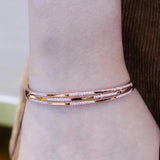 Purple Crystal Bracelet for Women 14K Rose Gold Wedding Jewelry