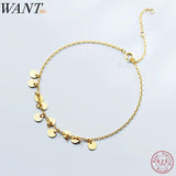 Minimalist 925 Sterling Silver Disc Charm Bracelets for Women