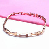 14K Rose Plated Purple Crystal Letter T Bracelet for Women
