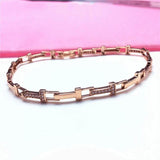 14K Rose Plated Purple Crystal Letter T Bracelet for Women