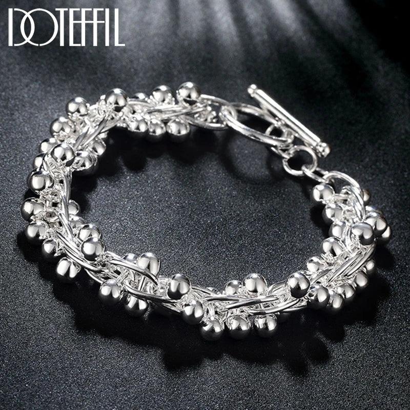 925 Silver Grape Beads Bracelet Women Wedding Jewelry