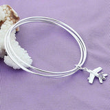 925 Silver Three Circle Aircraft Bangle Bracelet For Woman Wedding Engagement