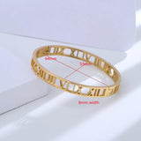 925 Silver Classic Bangle Bracelet for Women - 8mm Roman Numeral Sweet Jewelry