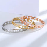 925 Silver Classic Bangle Bracelet for Women - 8mm Roman Numeral Sweet Jewelry