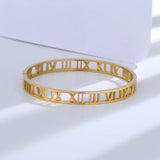 925 Silver Classic Bangle Bracelet for Women - 8mm Roman Numeral Sweet Jewelry