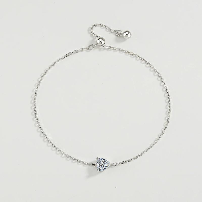 Heart Shape Bracelet Love Sterling Silver Diamond Engagement Wedding