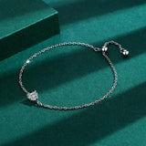 Heart Shape Bracelet Love Sterling Silver Diamond Engagement Wedding