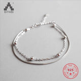 S925 Sterling Silver Minimalist Snake Bone Chain Double Bracelet