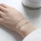 S925 Sterling Silver Minimalist Snake Bone Chain Double Bracelet