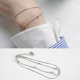 S925 Sterling Silver Minimalist Snake Bone Chain Double Bracelet