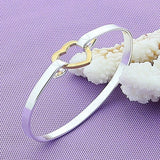 925 Silver Heart Bangle Bracelet Wedding Engagement Charm Party Jewelry
