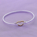 925 Silver Heart Bangle Bracelet Wedding Engagement Charm Party Jewelry