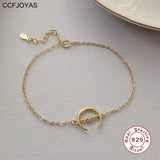 925 Silver Star Moon Chain Bracelet INS Personality 14K Plated Crescent Jewelry