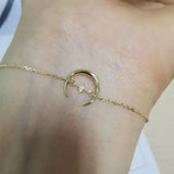 925 Silver Star Moon Chain Bracelet INS Personality 14K Plated Crescent Jewelry