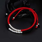 925 Sterling Silver Red String Charm Bracelet for Women