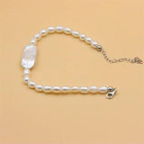 ZFSILVER 925 Silver Pearl Bracelet Baroque Rectangle Gift Jewelry