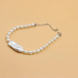 ZFSILVER 925 Silver Pearl Bracelet Baroque Rectangle Gift Jewelry