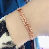 Purple Plated 14K Rose Wide Lace Chains Bracelets For Women