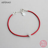 925 Silver Red Line Rope Charm Bracelet for Women