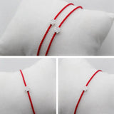 925 Silver Red Line Rope Charm Bracelet for Women