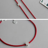 925 Silver Red Line Rope Charm Bracelet for Women