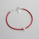 925 Silver Red Line Rope Charm Bracelet for Women