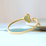 Sterling Silver Gold-Plated Ruyi Gray Jade Bracelet Hetian Jade Ginkgo Leaf