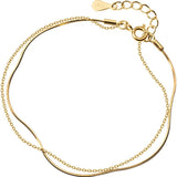 925 Sterling Silver Double Snake Bone Link Bracelets Minimalist Wedding Jewelry