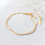 925 Sterling Silver Double Snake Bone Link Bracelets Minimalist Wedding Jewelry