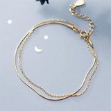 925 Sterling Silver Double Snake Bone Link Bracelets Minimalist Wedding Jewelry