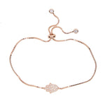 925 Silver Hamsa Hand Evil Eye Bracelet Turkey Good Luck cz Chain Link