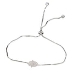 925 Silver Hamsa Hand Evil Eye Bracelet Turkey Good Luck cz Chain Link