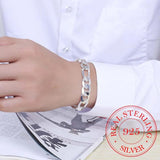 Men's 925 Silver 12mm Chains Bracelet Bangle