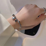 925 Sterling Silver Thick Heart Chain Vintage Bracelet
