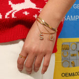 Crystal Letter Charm Double Layer Bracelet for Lady Zircon Initial Bangle