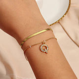 Crystal Letter Charm Double Layer Bracelet for Lady Zircon Initial Bangle