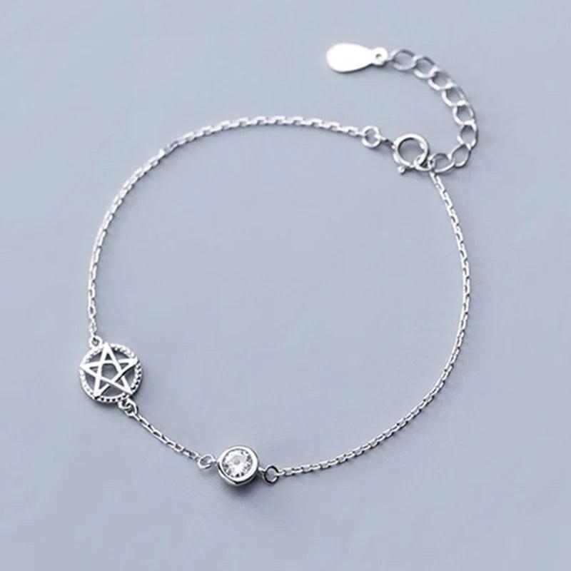 925 Sterling Silver Pentagram Star of David Bracelet