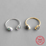 S925 Silver Natural Crystal Rings Silver Charm Woman Girl Jewelry
