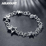 925 Silver Hollow Stars Bracelet Women Charm Party Jewelry
