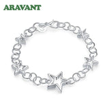 925 Silver Hollow Stars Bracelet Women Charm Party Jewelry