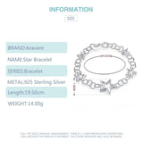 925 Silver Hollow Stars Bracelet Women Charm Party Jewelry