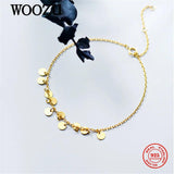 925 Silver Golden Disc Link Bracelet Women Hip Hop Jewelry