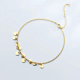 925 Silver Golden Disc Link Bracelet Women Hip Hop Jewelry