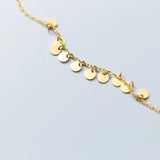 925 Silver Golden Disc Link Bracelet Women Hip Hop Jewelry