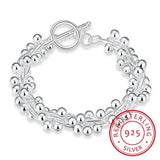 925 Silver Bracelet Women Grapes Beads Bangle