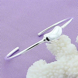 925 Silver Bean Bangle Bracelet Woman Wedding Engagement Charm