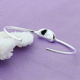 925 Silver Bean Bangle Bracelet Woman Wedding Engagement Charm