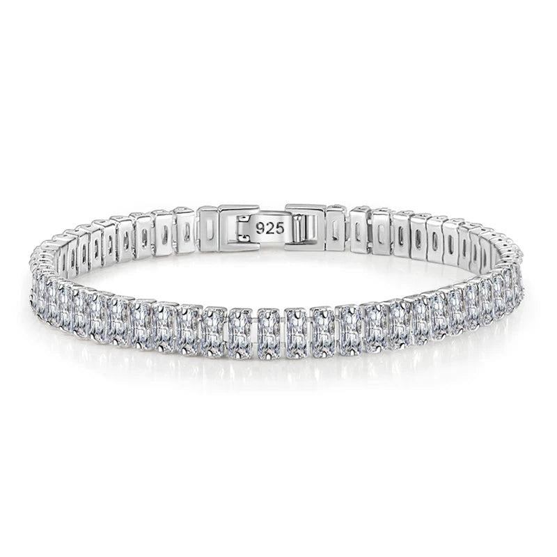Silver Bracelet Full Diamond Rectangle Bracelet High 925 Stamp Zircon Bangle